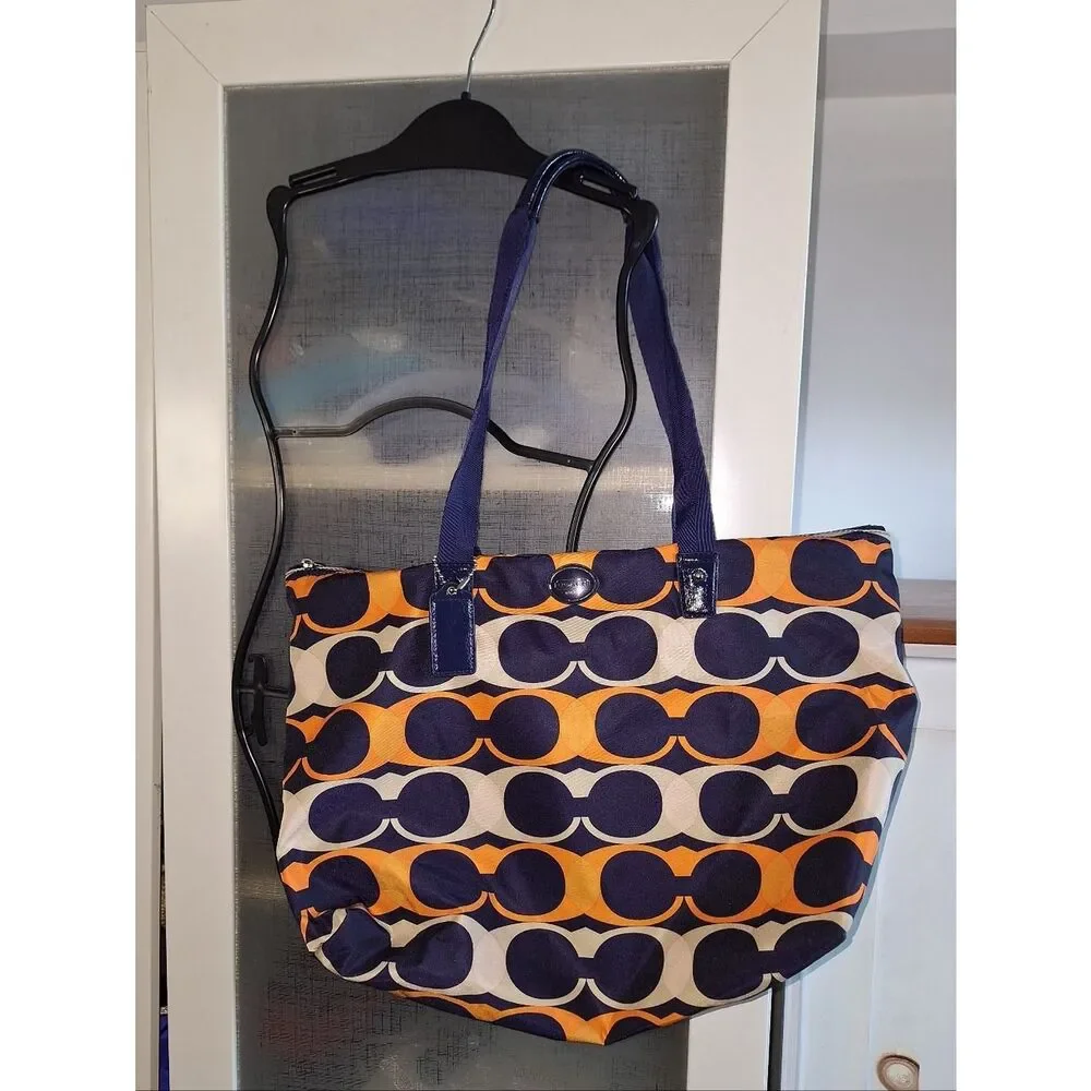 Coach Multicolor Logo Nylon Tote Bag